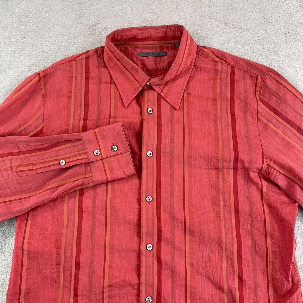 John Varvatos Collection Shirt Men 2XL Linen Silk Blend Striped Designer $249‎